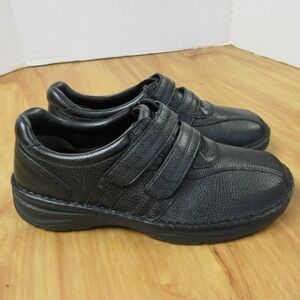 DREW Whitehall Black Leather Casual Shoes 8 XTRA WIDE 4E Adjustable Sneaker NEW